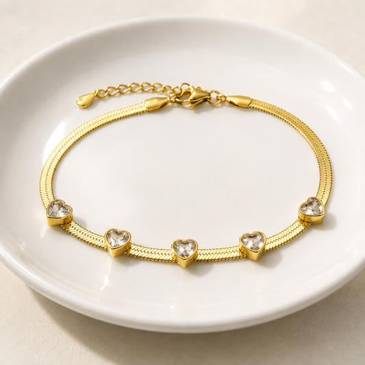 Snake chain heart anklet