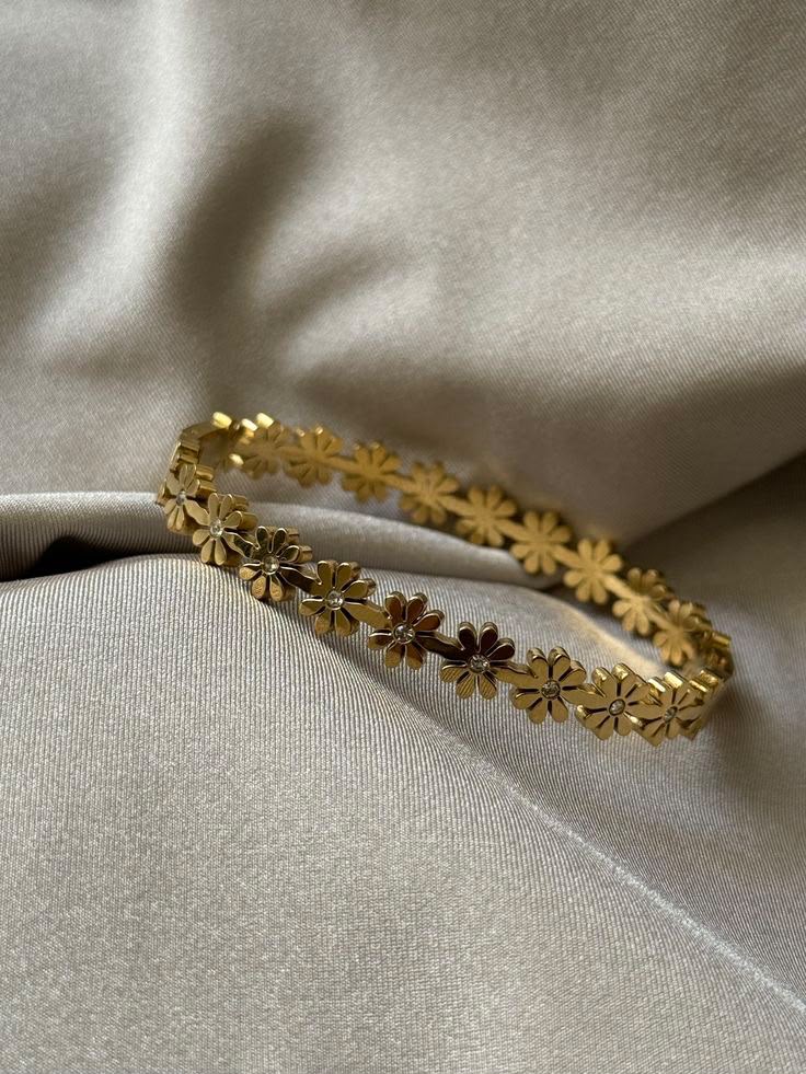 Anti tarnished flower kada bracelet