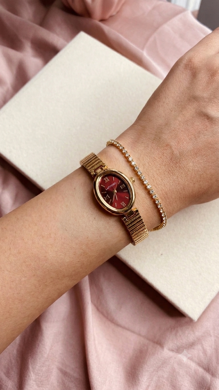 Cherry gold vintage watche with loose  Diamond brac w