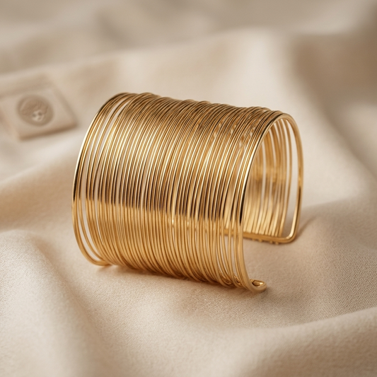 The Serene Multi-Layer Wire Cuff – Silver/ Gold Toned Statement Handcuff