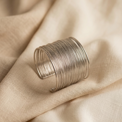 The Serene Multi-Layer Wire Cuff – Silver/ Gold Toned Statement Handcuff
