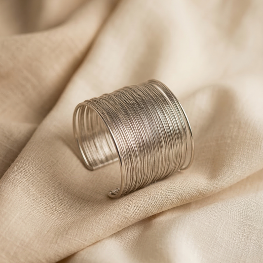 The Serene Multi-Layer Wire Cuff – Silver/ Gold Toned Statement Handcuff