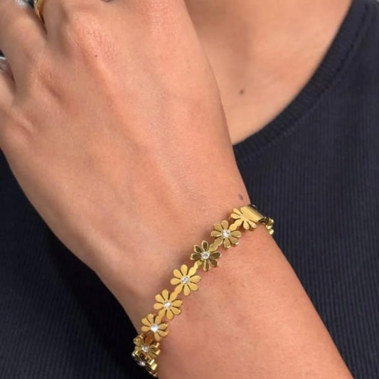 Anti tarnished flower kada bracelet