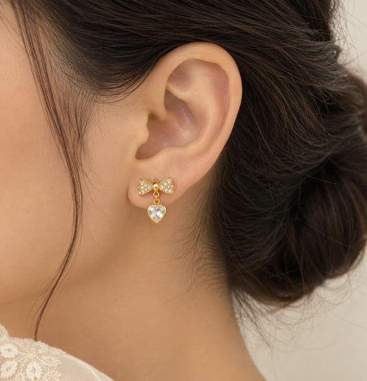 Bow Heart Earrings