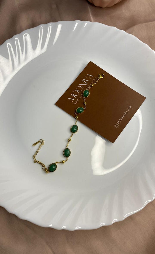 Emerald Elegance Green stone Bracelet
