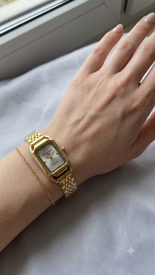 Classy gold white luxury watch