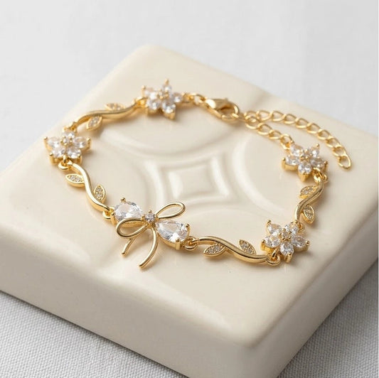 Crystal Bow Gold-Plated Bracelet