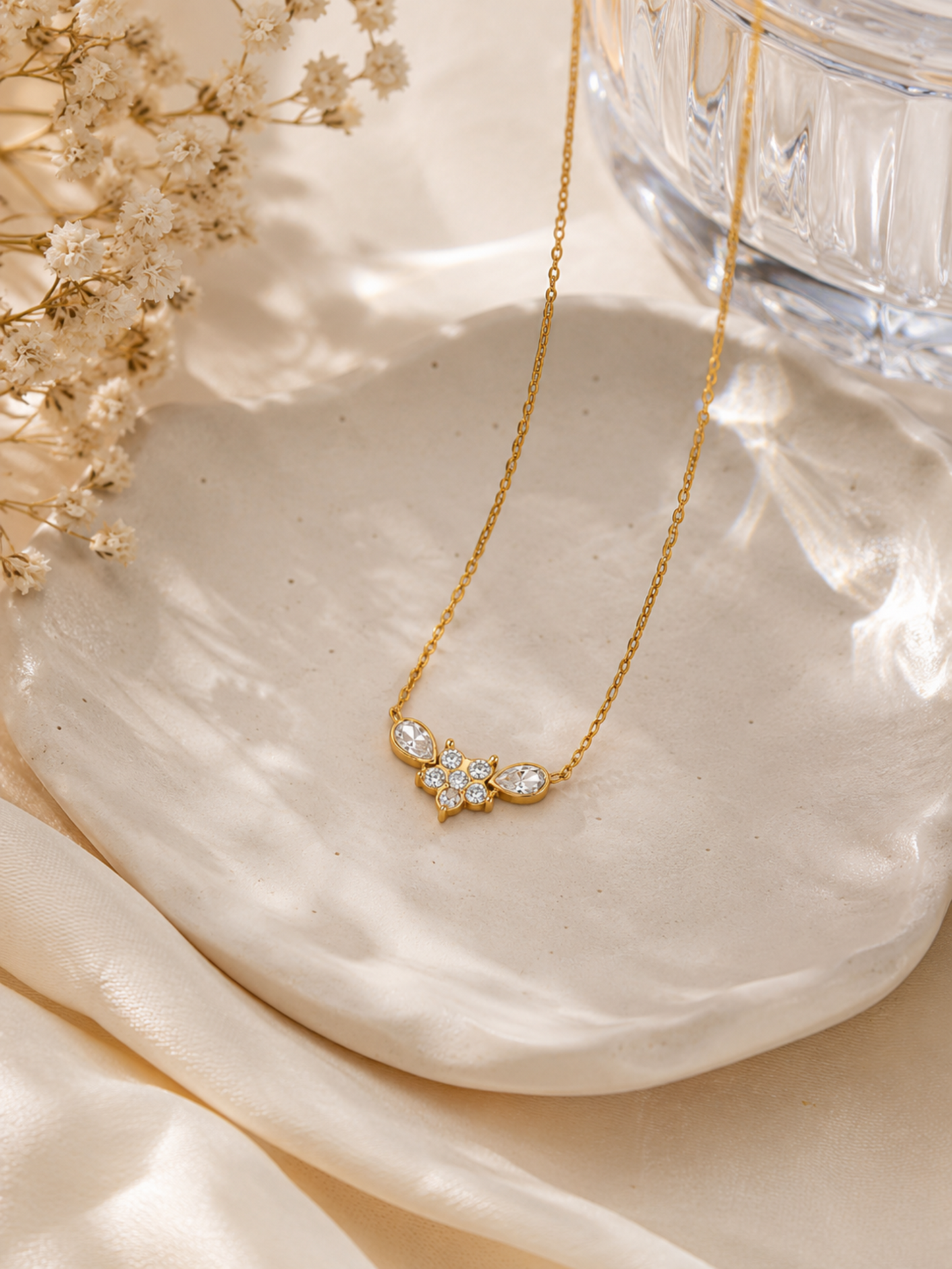 Blossom Grace Necklace – Gold Plated Floral Pendant Necklace