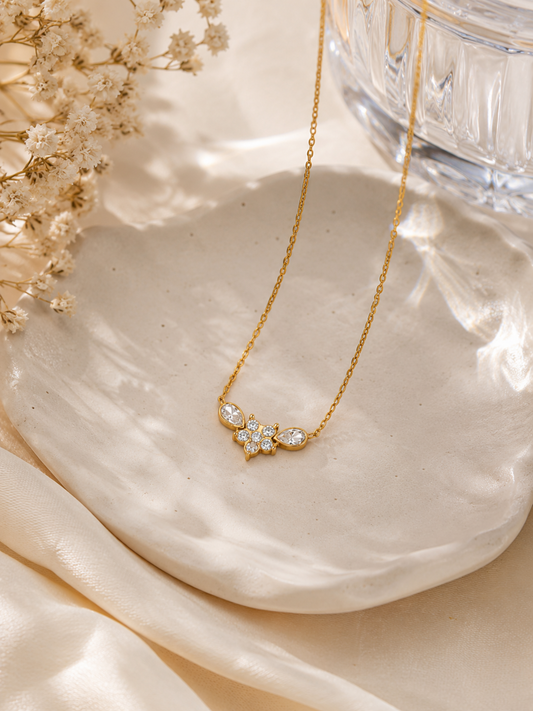 Blossom Grace Necklace – Gold Plated Floral Pendant Necklace